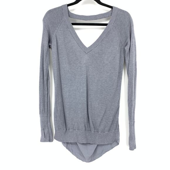 Lululemon Unity Pullover Sweater Womens Size 4 Heathered Fossil Gray Draped Back - Picture 1 of 5